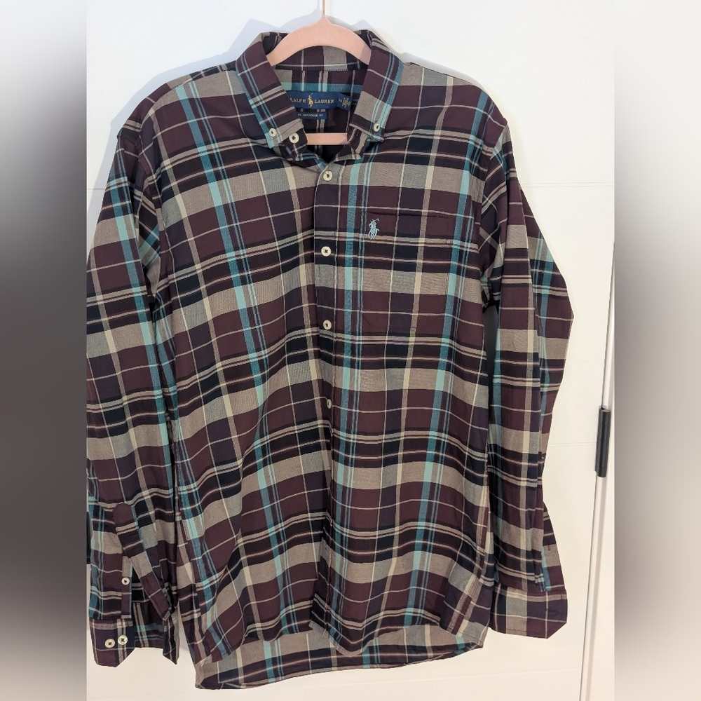 Polo Ralph Lauren Men’s Plaid Button-Down Shirt | Cotton | Brown/Blue | Sz L